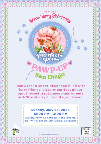 StrawBerry Shortcake & Animal Pad Pet Adoption Event Come to SDCC July&nbsp;26